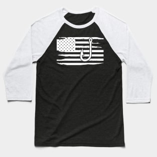 Fishing and American Flag w Baseball T-Shirt